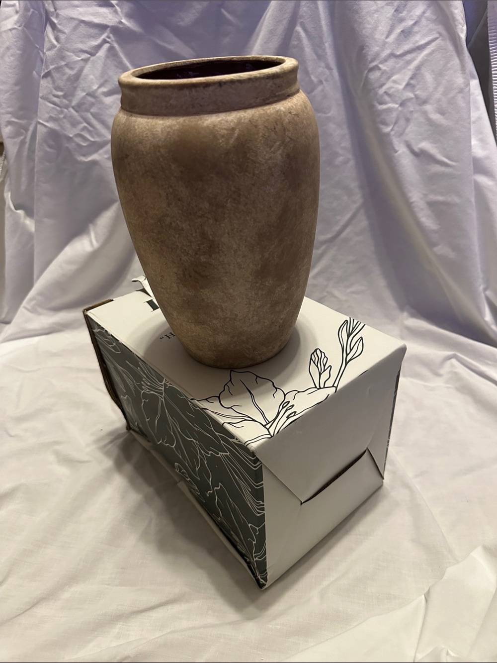 Rustic Ceramic Vase in Warm Taupe